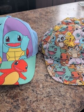 Pokemon Character Baseball Caps - Squirtle & Charmander Designs